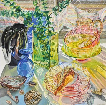 ガラスと貝殻 1990 JF リアリズム静物画 Oil Paintings